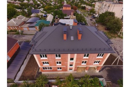 Металлочерепица "Кредо" ("Kredo") v01 0,5 Rooftop Бархат RAL 7024 мокрый асфальт, заказать, купить, стоимость, доставка, цена, москва