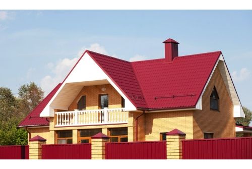 Металлочерепица Классик ("Classic") v01 0,5 Satin RAL 3005 красное вино, заказать, купить, стоимость, доставка, цена, москва