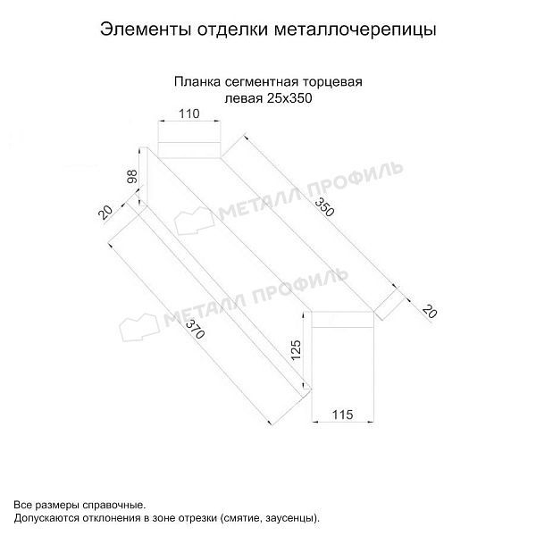 Планка сегментная торцевая левая 350 мм NormanMP (ПЭ-01-5005-0.5), заказать, купить, стоимость, доставка, цена, москва