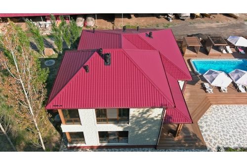 Металлочерепица Классик ("Classic") v01 0,5 Satin RAL 3005 красное вино, заказать, купить, стоимость, доставка, цена, москва