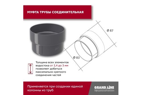 Комплект водосточной системы Классика 120 ПВХ GL, 6 м/3м графит (RAL 7024) купить в Москве цена с доставкой в Фелиз Хаус