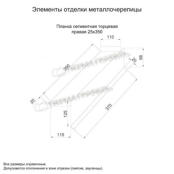 Планка сегментная торцевая правая 350 мм (VikingMP E-20-7024-0.5), заказать, купить, стоимость, доставка, цена, москва