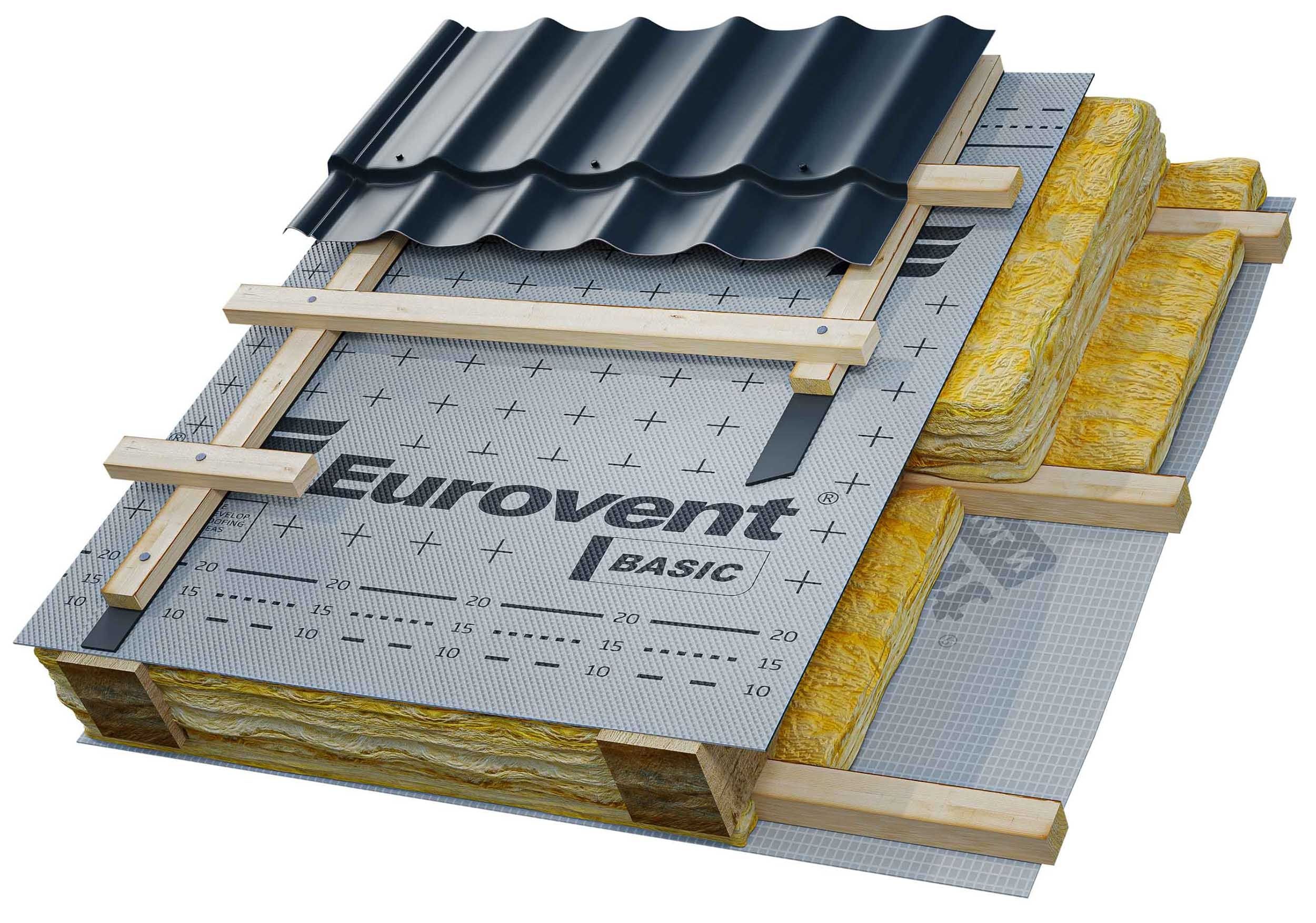 Диффузионная мембрана (ветрозащита) Eurovent BASIC 75м2/упак, заказать, купить, стоимость, доставка, цена, москва