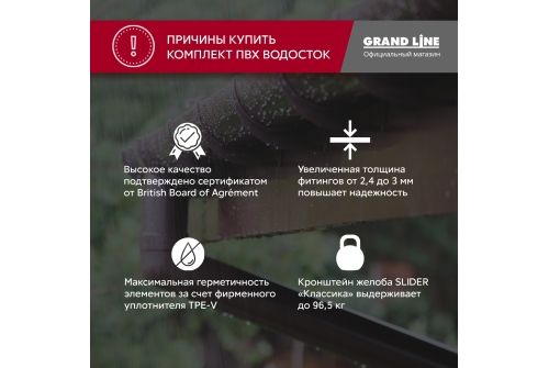 Комплект водосточной системы Классика 120 ПВХ GL, 6 м/3м белый (RAL 9003) купить в Москве цена с доставкой в Фелиз Хаус