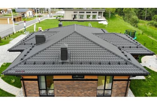 Металлочерепица "Кредо" ("Kredo") v01 0,5 Drap TX RAL 9005 черный, заказать, купить, стоимость, доставка, цена, москва