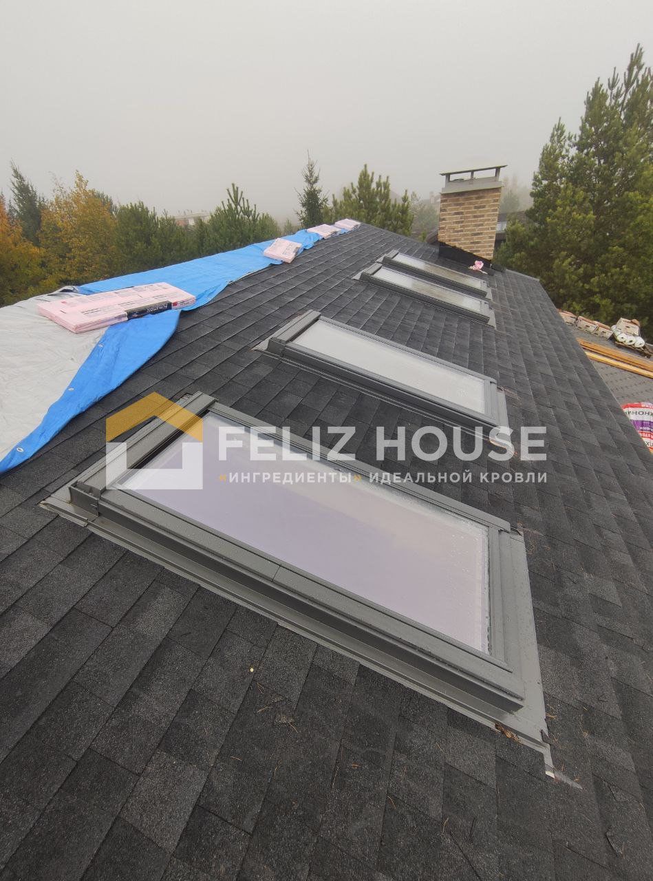 Монтаж мансардных окон VELUX GLU 4шт