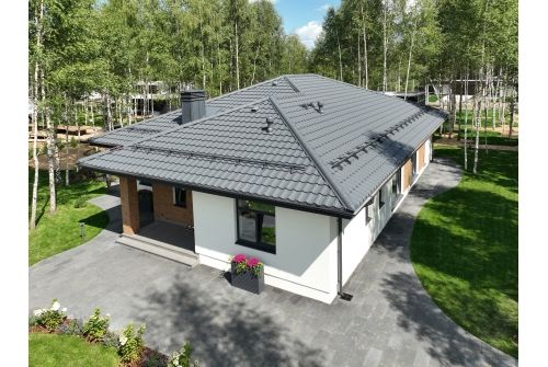 Металлочерепица "Квинта плюс3D" ("Kvinta plus3D") 0,5 Satin Matt TX RAL 7024 мокрый асфальт, заказать, купить, стоимость, доставка, цена, москва