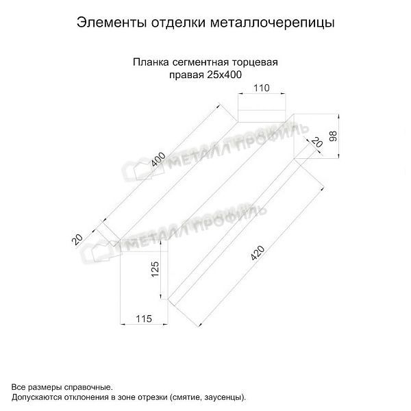 Планка сегментная торцевая правая 400 мм (VikingMP E-20-8004-0.5), заказать, купить, стоимость, доставка, цена, москва