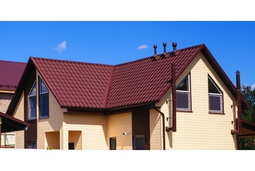 Металлочерепица "Камея" ("Kamea") v01 0,5 Satin Matt RAL 3005 красное вино, заказать, купить, стоимость, доставка, цена, москва