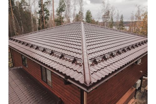 Металлочерепица "Квинта Уно" ("Kvinta Uno") 0,5 Satin RAL 8017 шоколад, заказать, купить, стоимость, доставка, цена, москва