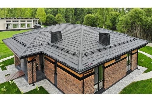 Металлочерепица "Кредо" ("Kredo") v01 0,5 Drap TX RAL 9005 черный, заказать, купить, стоимость, доставка, цена, москва
