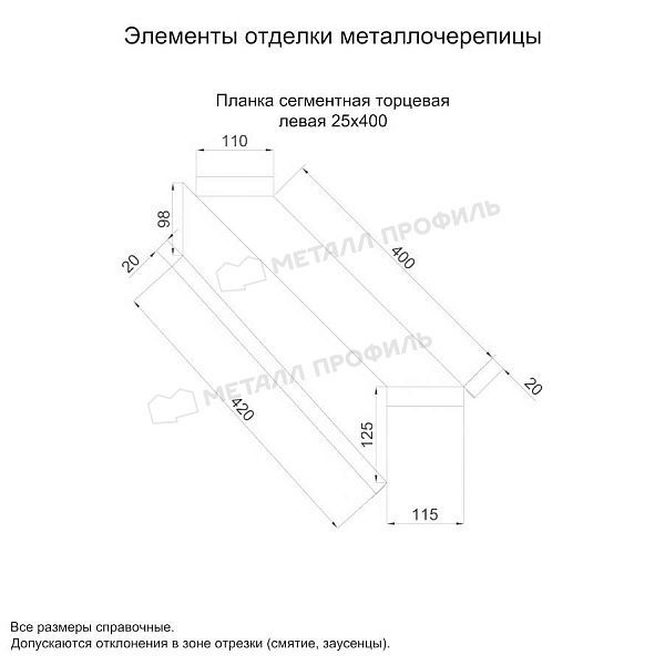 Планка сегментная торцевая левая 400 мм (PURMAN-20-8017-0.5), заказать, купить, стоимость, доставка, цена, москва