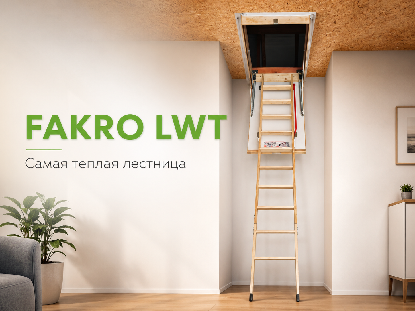 Установка чердачной лестницы FAKRO LWT
