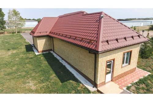 Металлочерепица "Камея" ("Kamea") v01 0,5 Satin Matt RAL 3005 красное вино, заказать, купить, стоимость, доставка, цена, москва