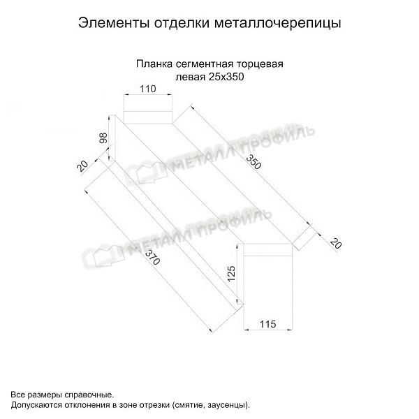 Планка сегментная торцевая левая 350 мм NormanMP (ПЭ-01-6005-0.5), заказать, купить, стоимость, доставка, цена, москва