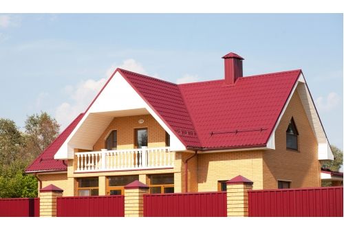 Металлочерепица Классик ("Classic") v01 0,5 Satin RAL 3005 красное вино, заказать, купить, стоимость, доставка, цена, москва