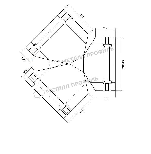 Y-образный тройник для круглого конька R110 (VikingMP-01-8017-0.45), заказать, купить, стоимость, доставка, цена, москва