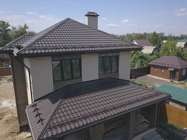 Металлочерепица МЕТАЛЛ ПРОФИЛЬ Монтекристо-M (VALORI-20-DarkBrown-0.5), заказать, купить, стоимость, доставка, цена, москва
