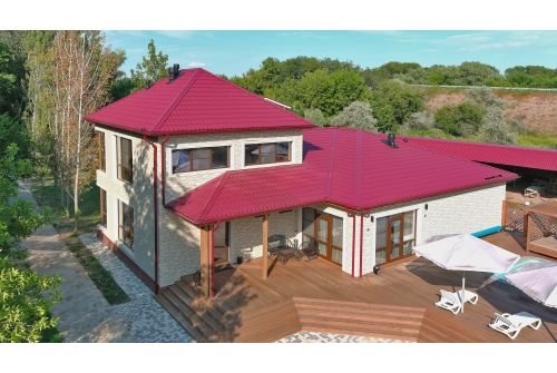 Металлочерепица Классик ("Classic") v01 0,5 Satin RAL 3005 красное вино, заказать, купить, стоимость, доставка, цена, москва