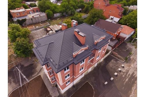 Металлочерепица "Кредо" ("Kredo") v01 0,5 Rooftop Бархат RAL 7024 мокрый асфальт, заказать, купить, стоимость, доставка, цена, москва