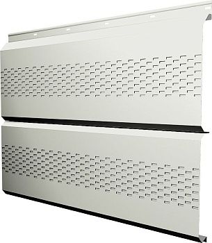 Софит металлический ЭкоБрус новый Grand Line c перфорацией 0,45 ПЭ с пленкой RAL 9002 светло-серый, заказать, купить, стоимость, доставка, цена, москва