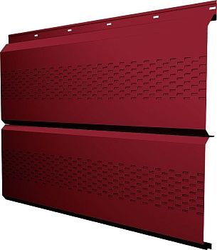 Софит металлический ЭкоБрус новый Grand Line c перфорацией 0,45 ПЭ с пленкой RAL 3003 рубиново-красный, заказать, купить, стоимость, доставка, цена, москва