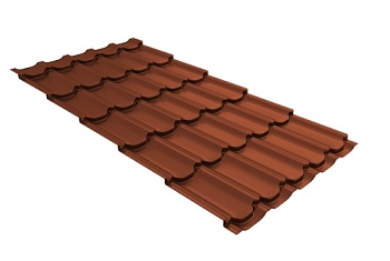 Металлочерепица "Квинта плюс" ("Kvinta plus") 0,5 Satin Matt TX RAL 8004 терракота, заказать, купить, стоимость, доставка, цена, москва