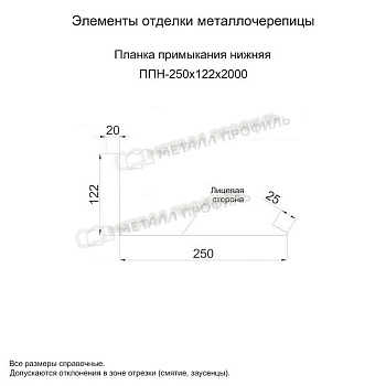 Планка примыкания нижняя 250х122х2000 (PURMAN-20-Argillite-0.5), заказать, купить, стоимость, доставка, цена, москва