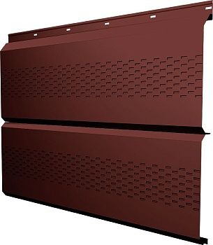 Софит металлический ЭкоБрус новый Grand Line c перфорацией 0,45 ПЭ с пленкой RAL 3009 оксидно-красный, заказать, купить, стоимость, доставка, цена, москва