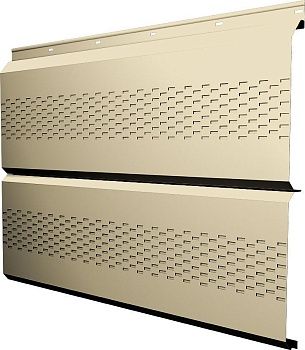 Софит металлический ЭкоБрус новый Grand Line c перфорацией 0,45 Drap ТХ с пленкой RAL 1015 светлая слоновая кость, заказать, купить, стоимость, доставка, цена, москва